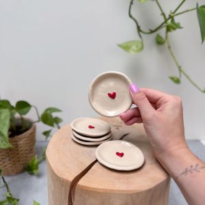 MINI SRDÍČKOVÝ TALÍŘEK NA ŠPERKY ČERVENÝ